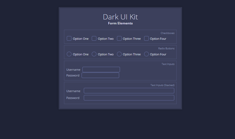 Dark UI Kit (Form Elements)