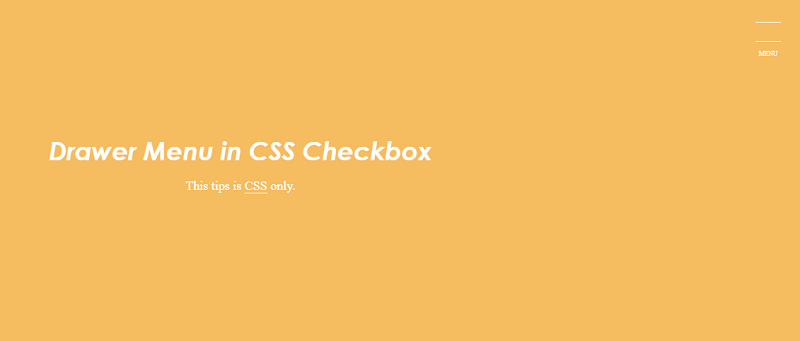 Drawer Menu in CSS Checkbox