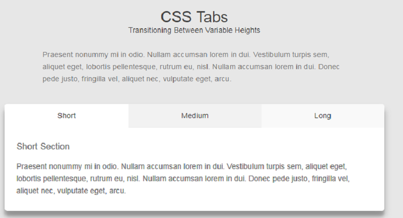 Transitioning Between Variable Heights with CSS Tabs