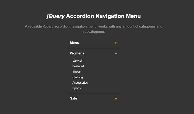 jQuery Accordion Navigation Menu