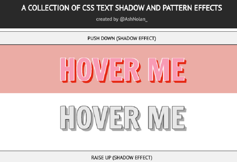 A collection of CSS Text-Shadow And Pattern Effects