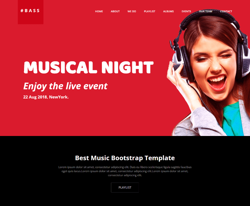 Bass Responsive Music Website Template Free