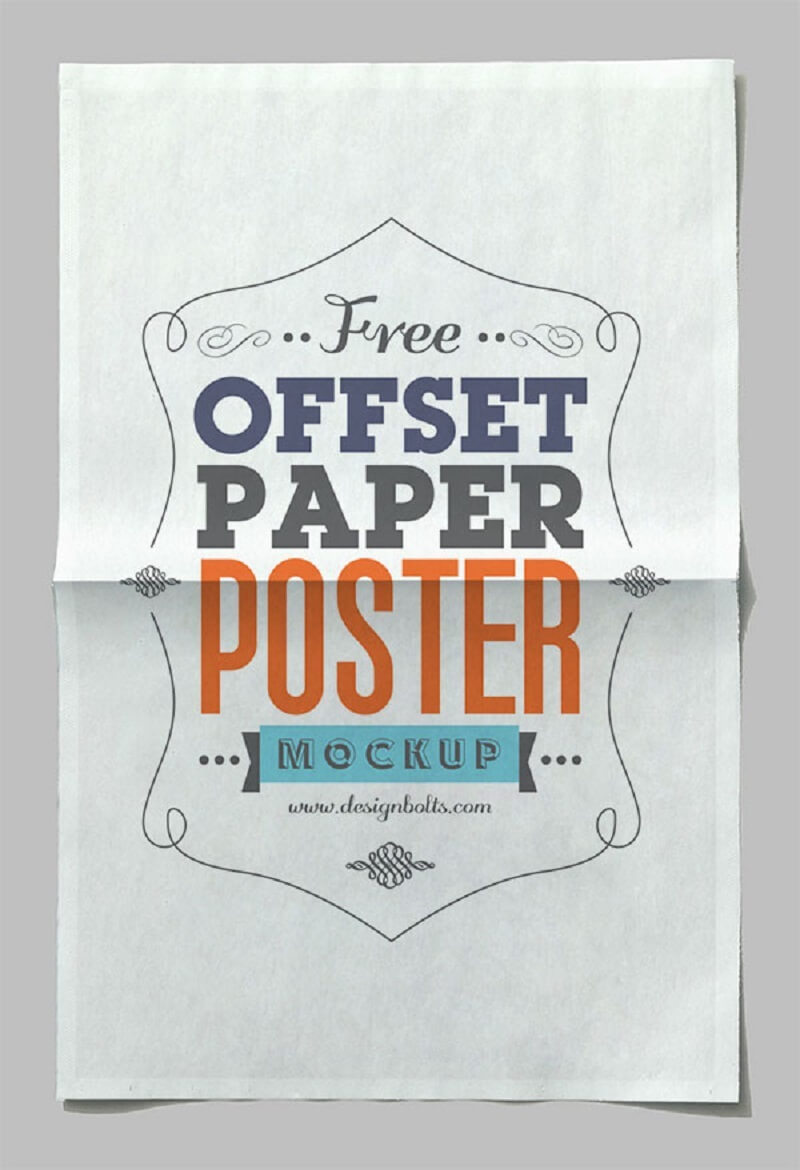 Free Offset Paper Horizontal Poster Mock-up PSD File