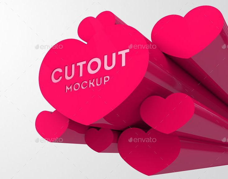 Hearts Background with Cutout Mockup