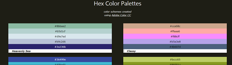 Hex Color Palettes