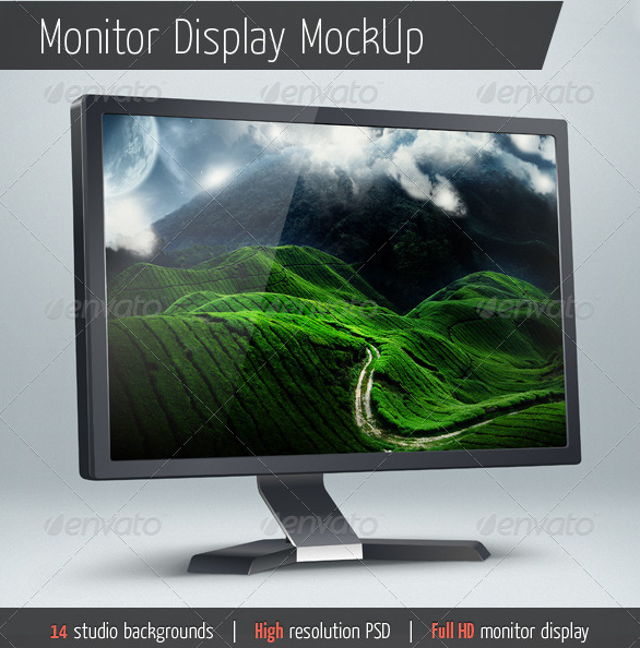 Monitor Display Mockup With Backgrounds