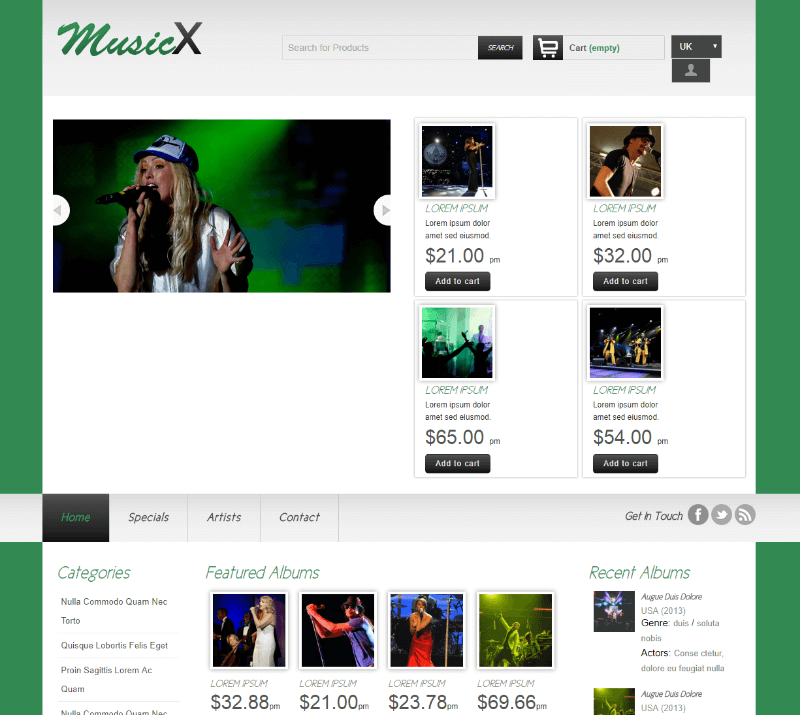 MusicX online shopping music Mobile Website Template