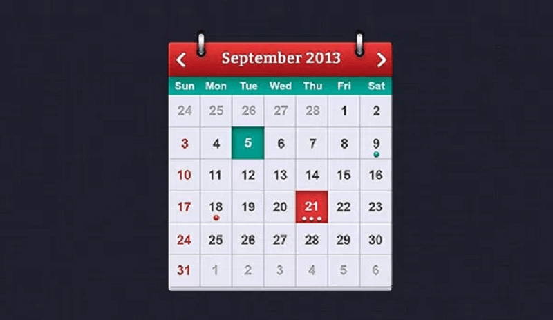PSD Calendar interface design for iOS