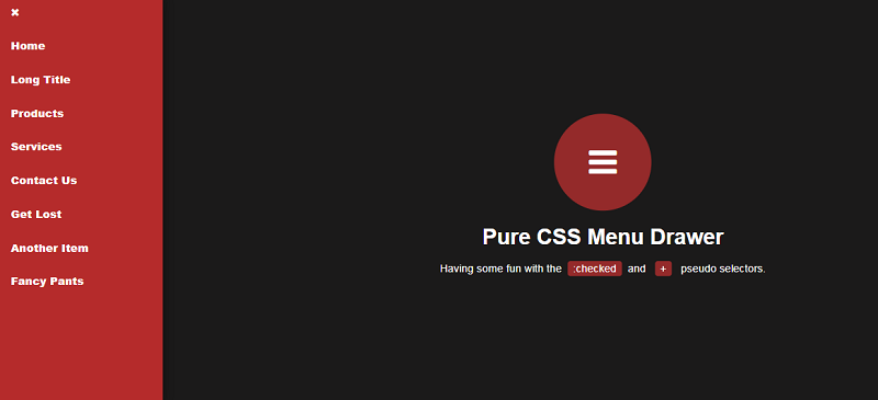  Pure CSS Menu Drawer
