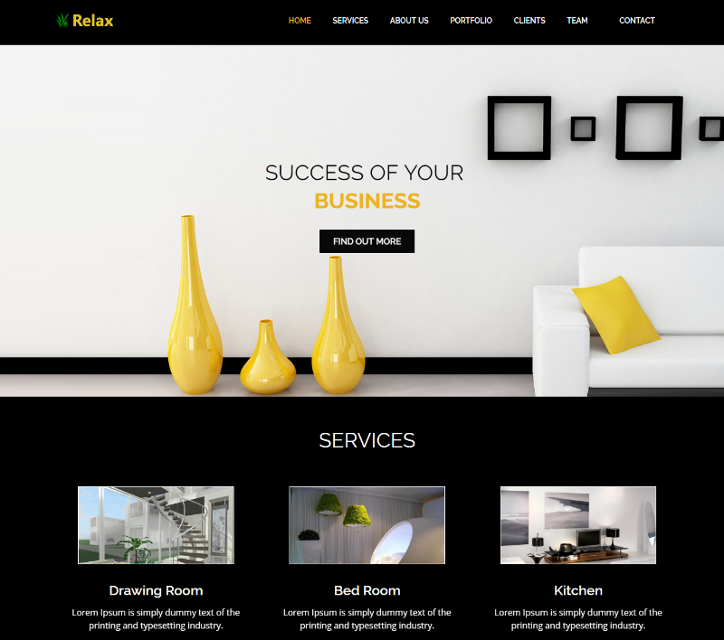 Relax Interior Free Bootstrap Responsive Website Template
