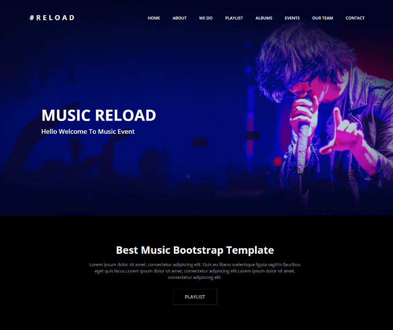 Reload Music Event Bootstrap HTML Template