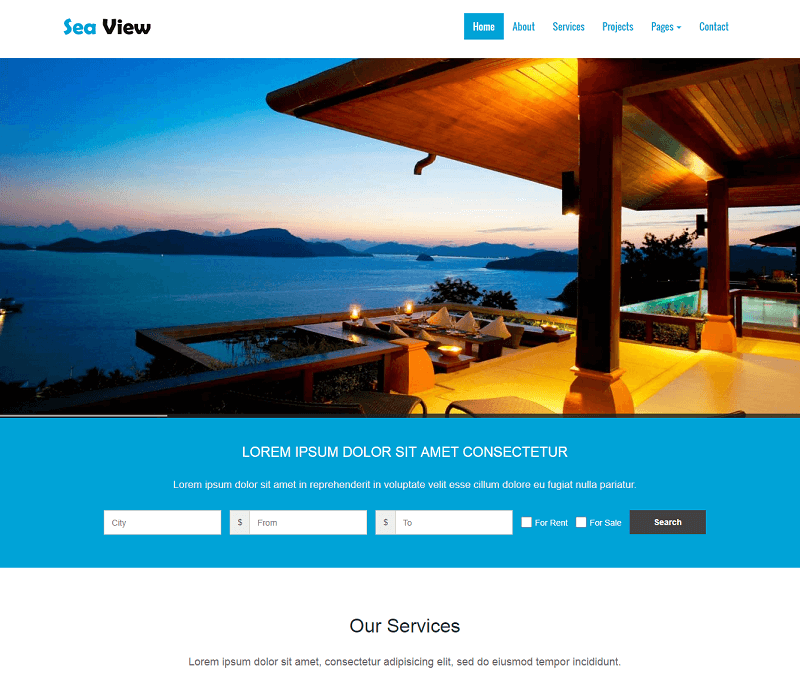 SeaView Free Bootstrap Realestate Web Template