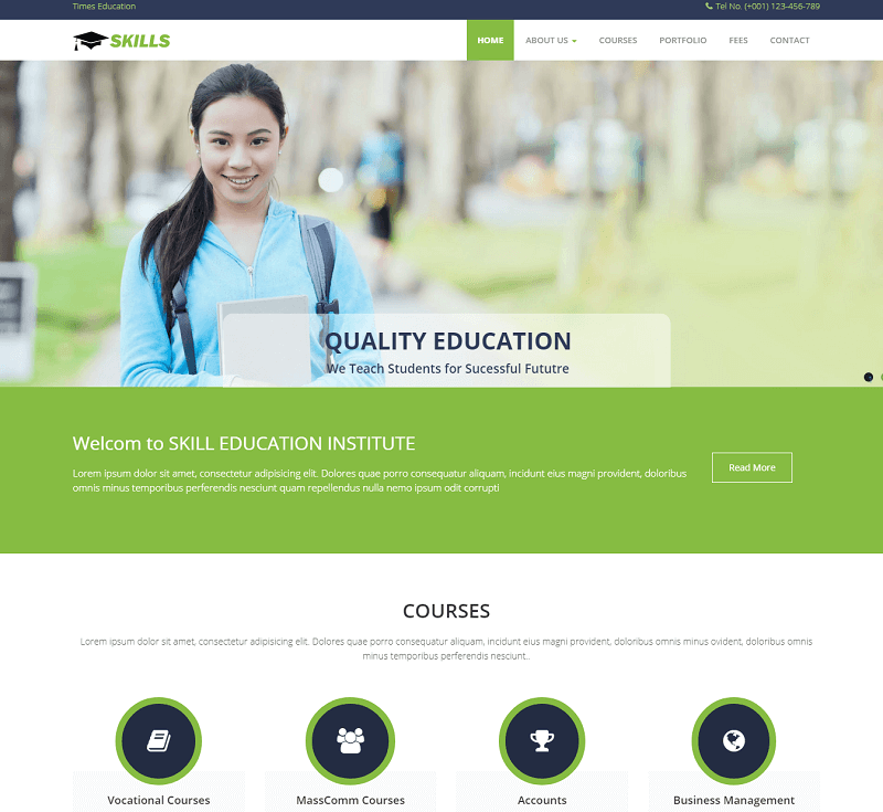 Skills Best Education Bootstrap HTML Website Template