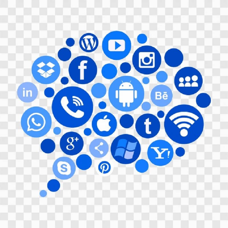 Blue social media icons Free Vector
