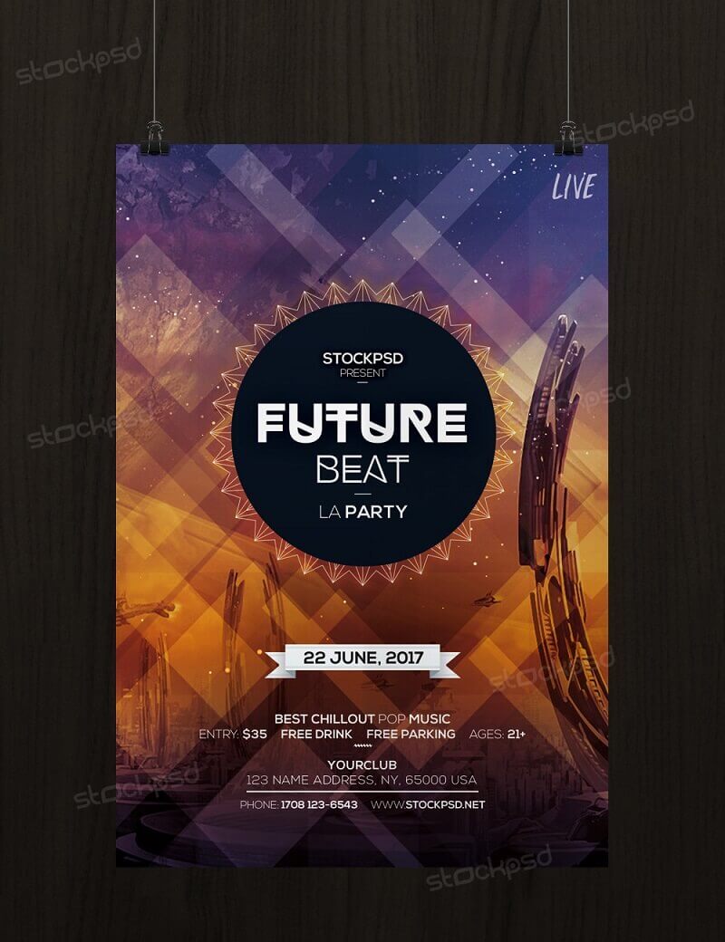Future Beat – Free Futuristic PSD Flyer Template