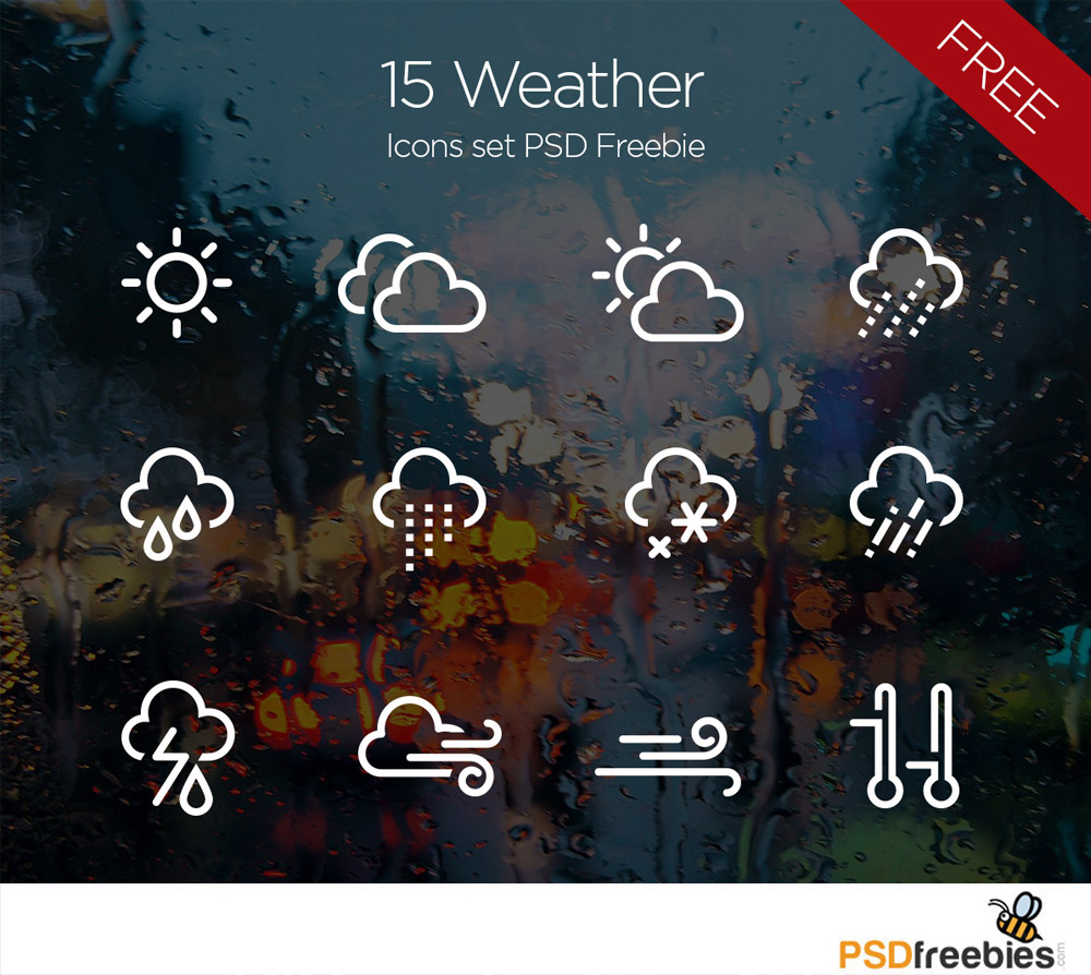 Weather Icons set PSD Freebie