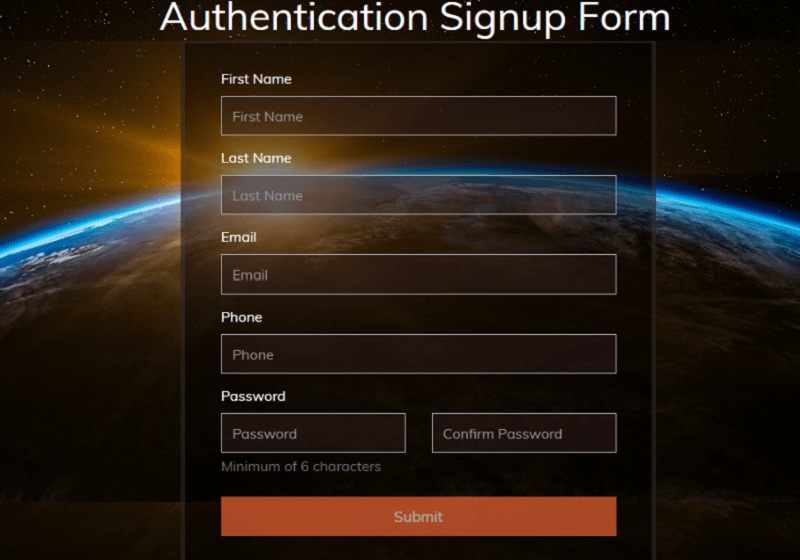 Authentication Signup Form