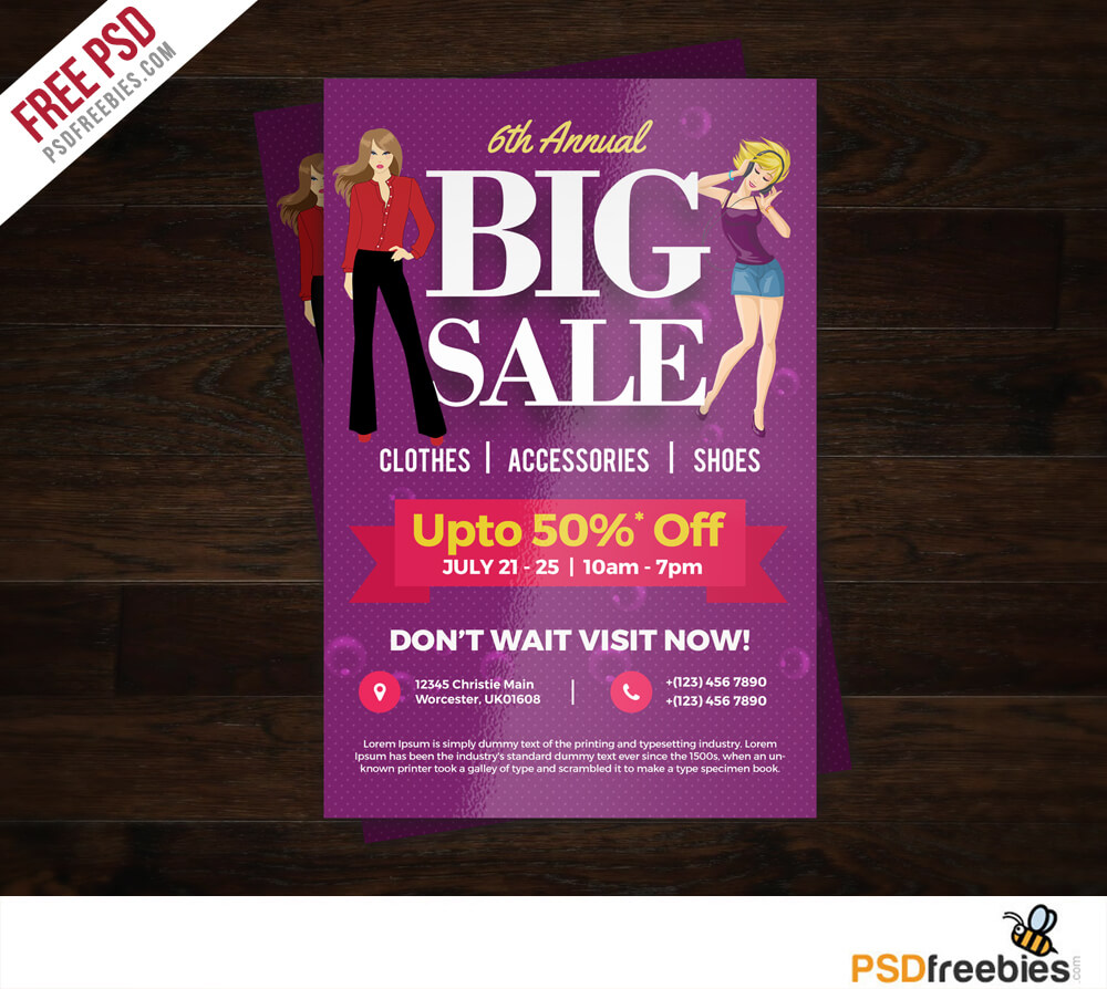 Big Sale Colorful Flyer Free PSD Template