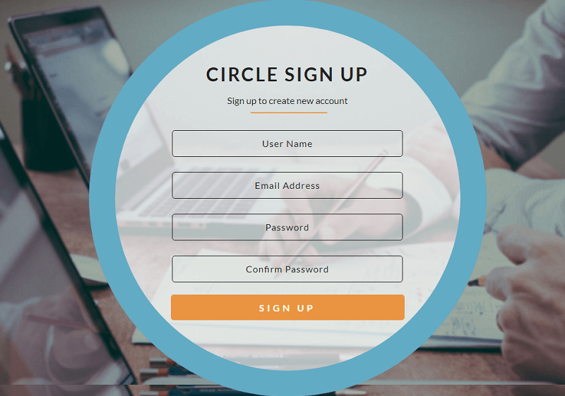 Circle Sign Up Form