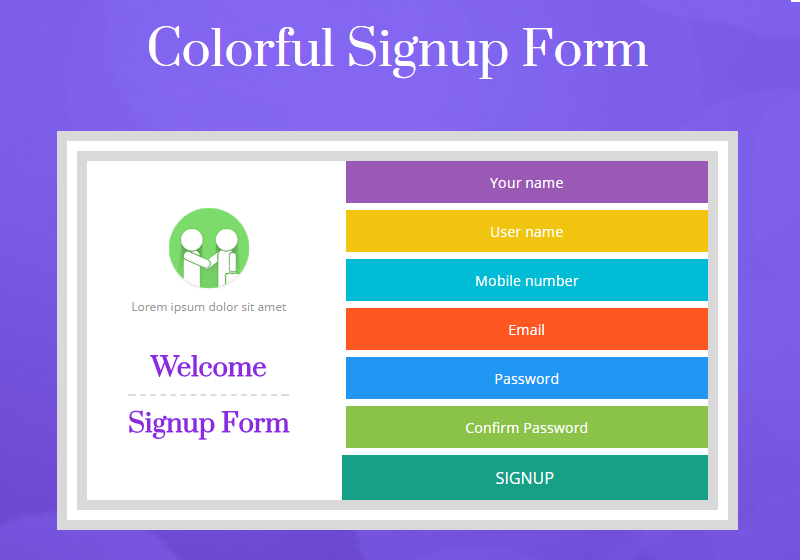 Colorful Signup Form