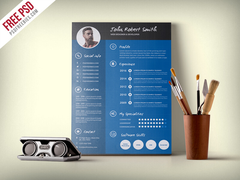 Creative and Professional Resume CV Free PSD Template