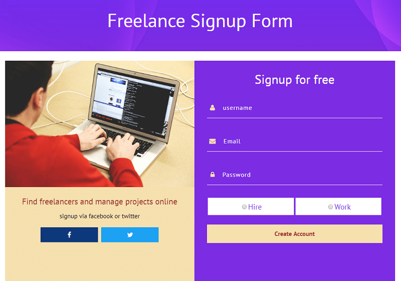Freelance Signup Form