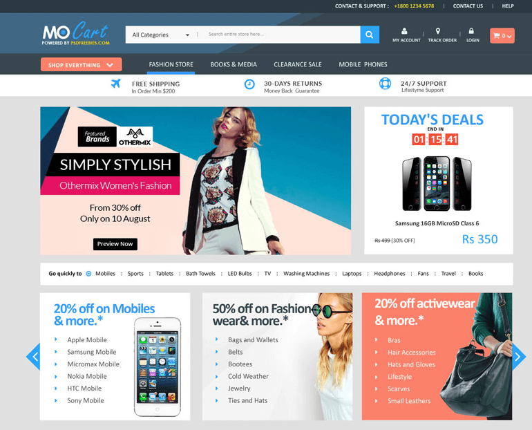  Mocart e-Commerce Website PSD Template
