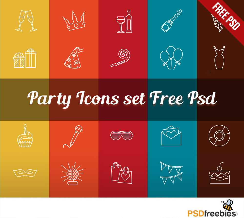 Party Icons set Free Psd