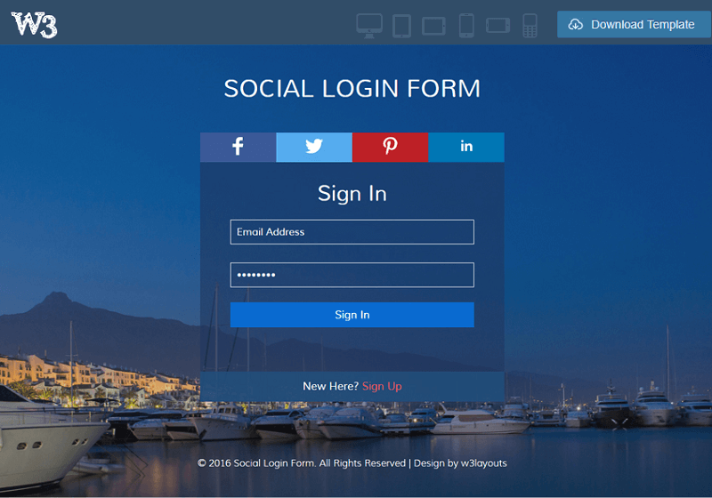 Social Login Form