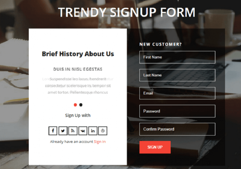 Trendy Signup Form