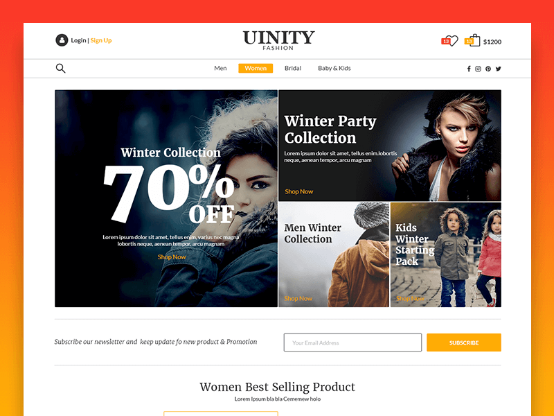 Uinity Fashion Store Web Template PSD