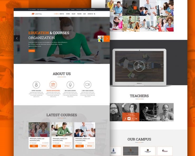 eLearning Education Website Free PSD Template