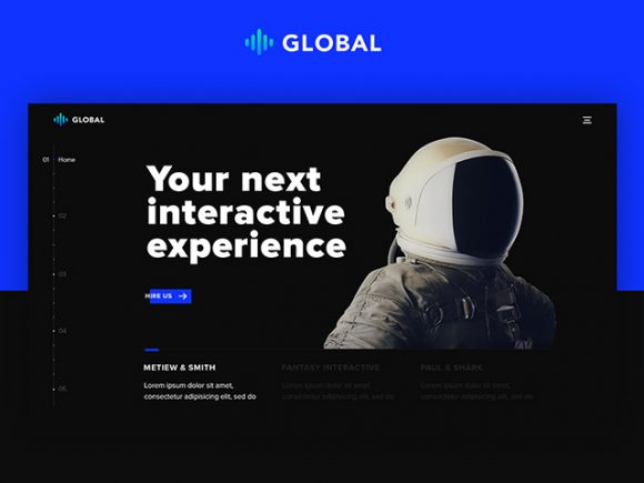 Global: A futuristic one page portfolio in PSD and HTML