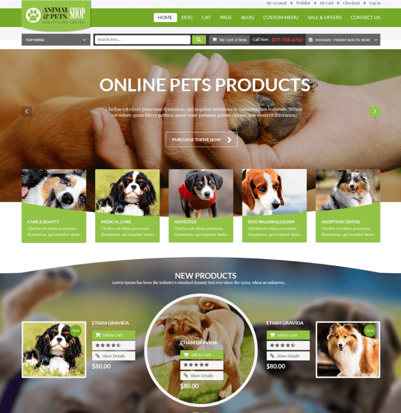Animal & Pets Shop - Free Download PSD Template 