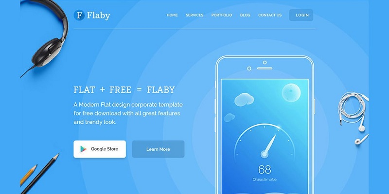 Flaby – Free Flat Landing Page PSD