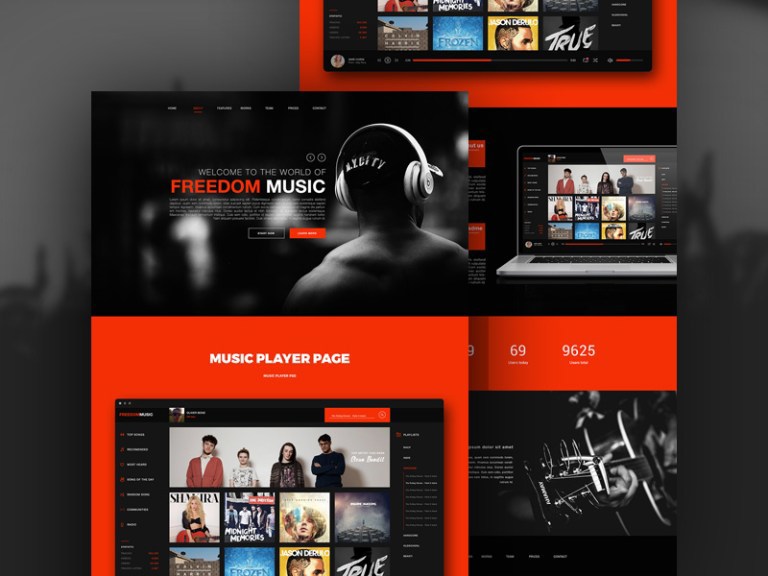 Freedom  Music PSD Web Template