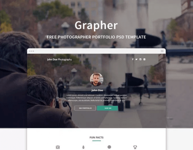 Grapher – Free Photographer Portfolio Template PSD