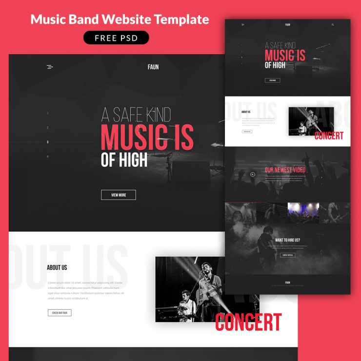 Music Band Website Template PSD
