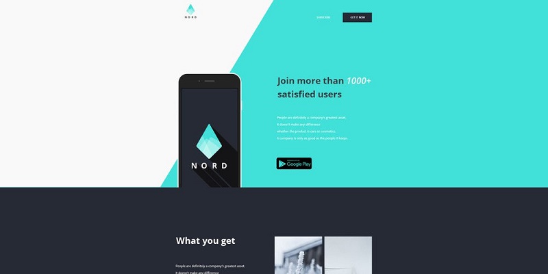 Nord – Free App Landing One Page Template PSD