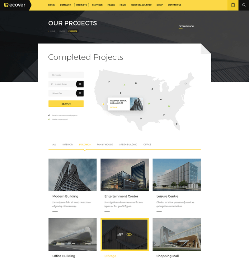 Recover - Free Construction & Building PSD Template