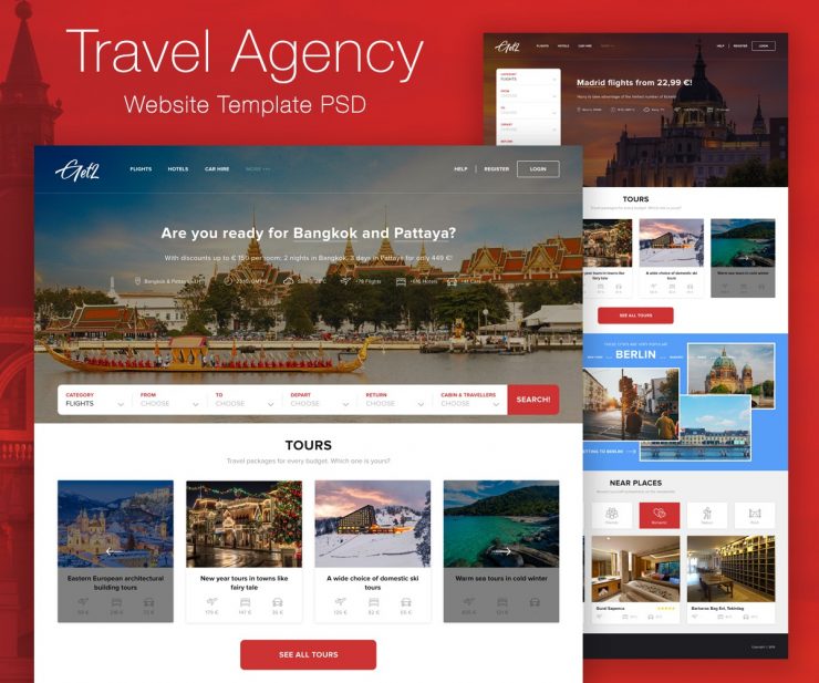 Travel Agency Website Template PSD