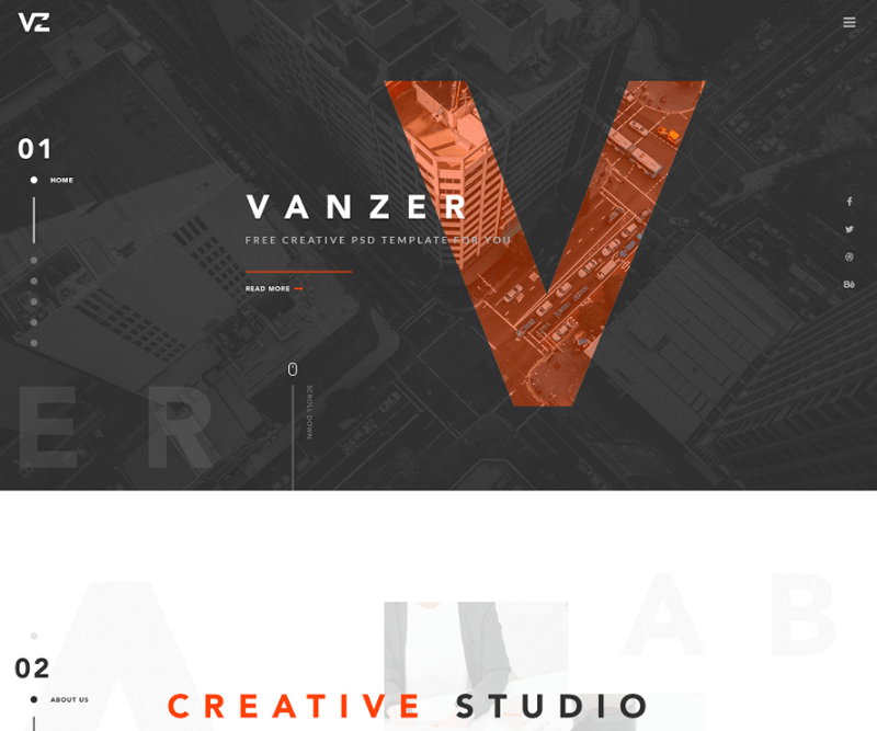 Vanzer – Free Portfolio Web Template PSD
