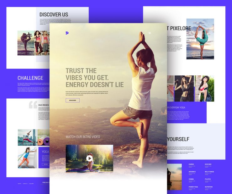 Yoga and Fitness Center Website template Free PSD