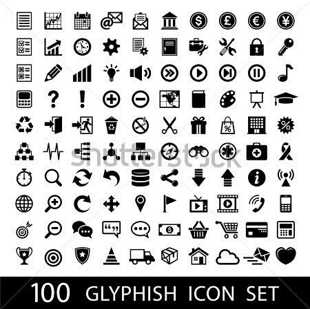 100 Glyph Icon Set