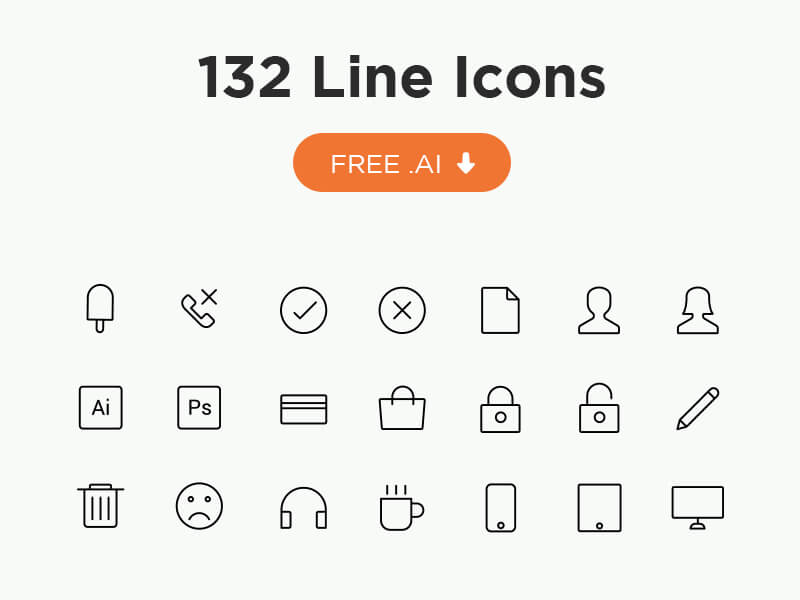 132 Line Icons (AI)