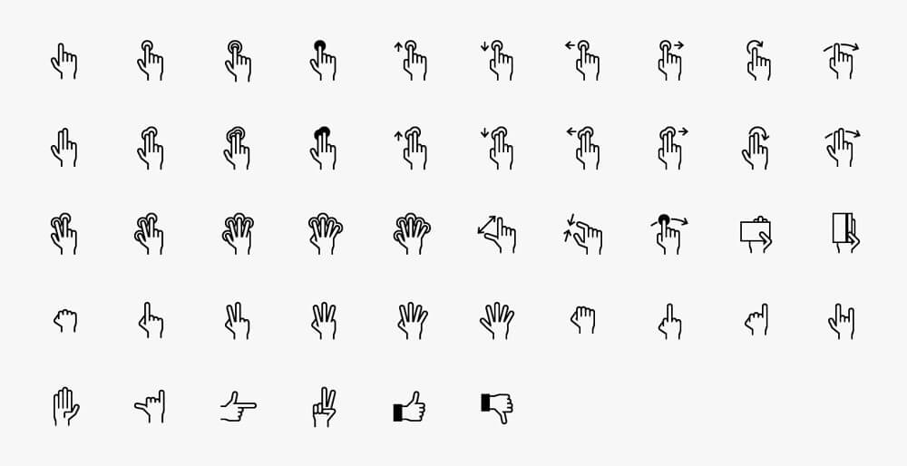 Hand Gestures iOS Tab Bar Icons