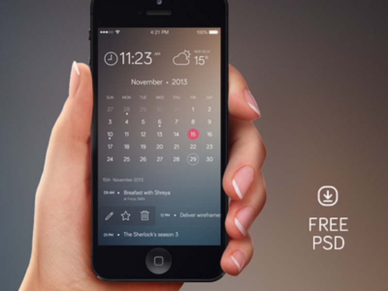 Iphone Calender Free PSD