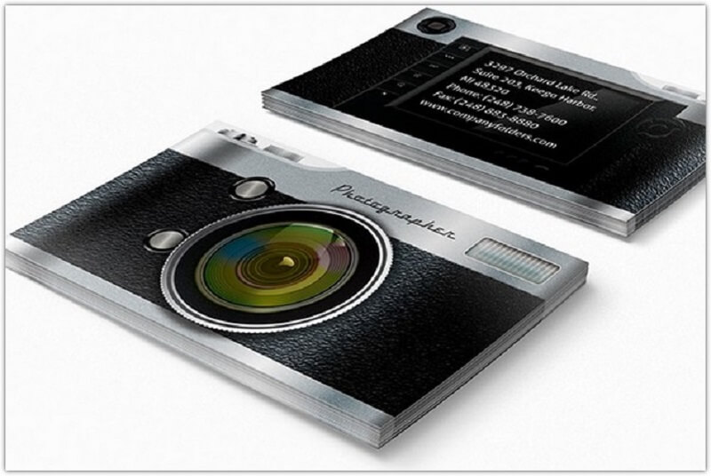 Camera Pocket Folder Design and Business Card Template