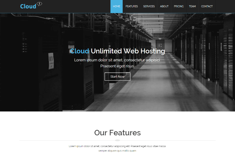 Cloud Hosting Free Bootstrap Responsive Website Template