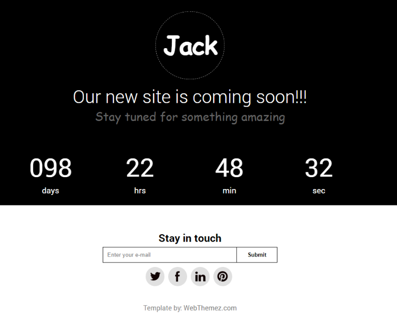 Coming Soon Responsive Theme – Jack